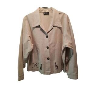 Amy jess‎ giraffe animal print button down petite
